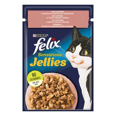 Pouch Sensation Jellies Somonlu ve Karidesli Yetişkin Kedi Konservesi 85 Gr