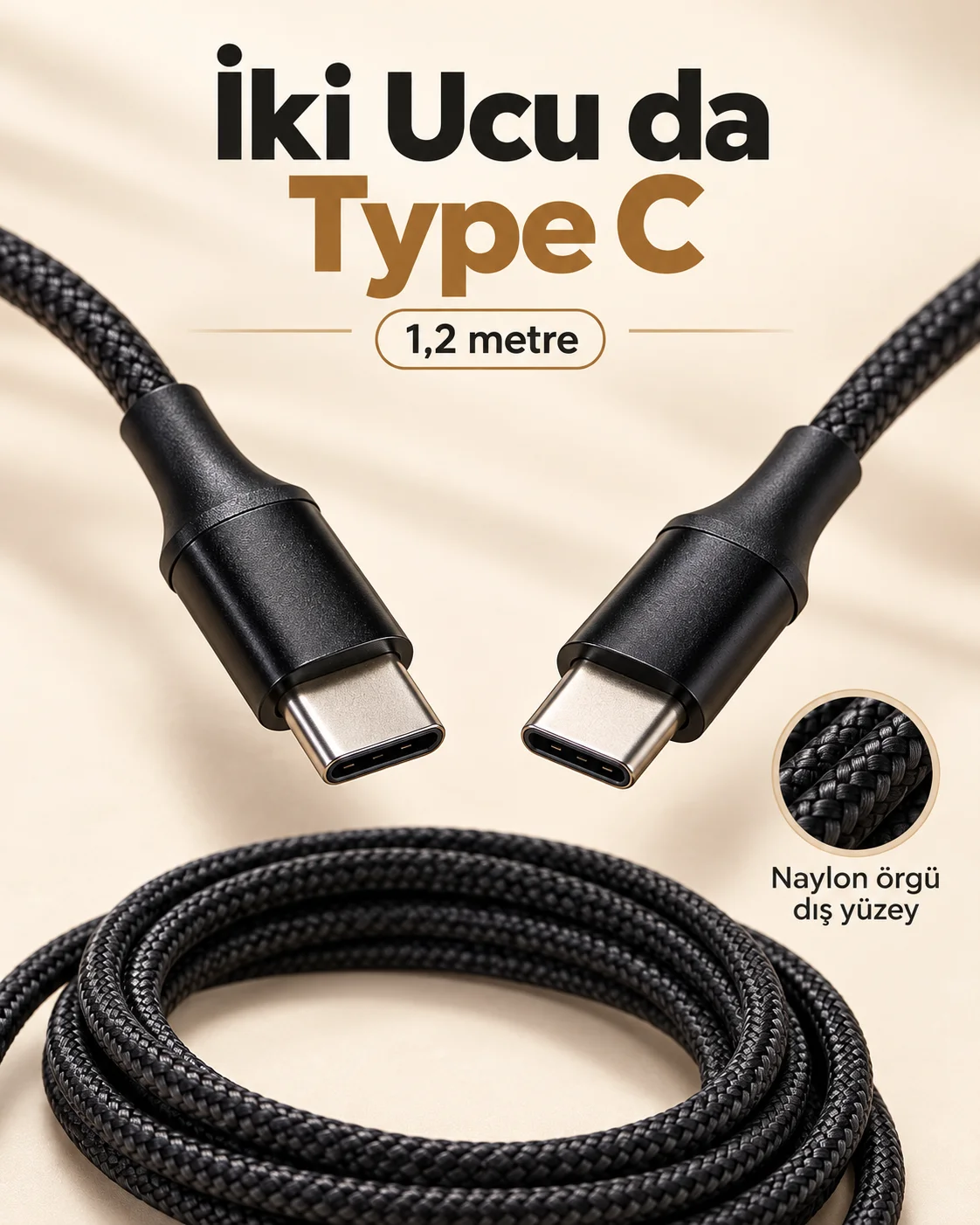 Type C to Type C LED Işıklı Şarj Kablosu 1,2 Metre görsel 6