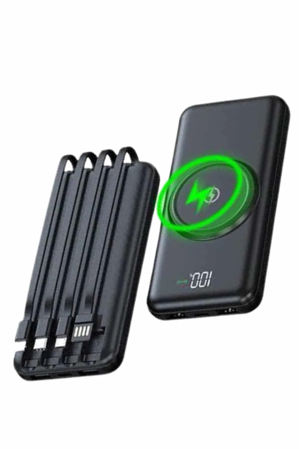 Wireless Powerbank 10000 Mah LED Ekranlı Dahili Kablolu Hızlı Şarj görsel 2