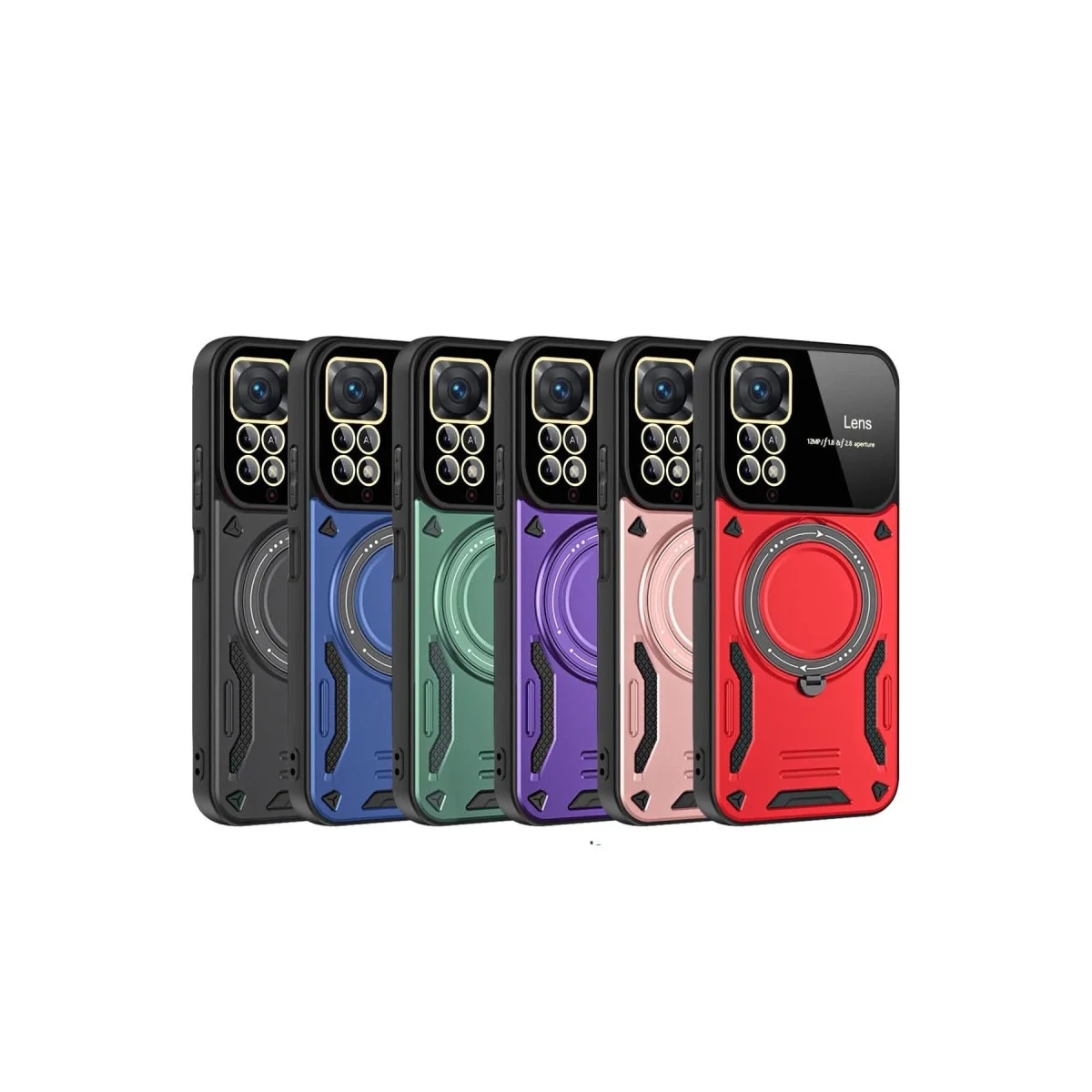 Xiao Red Note 11 Pro Kılıf Joy Lens Standlı Kapak - Mor görsel 2