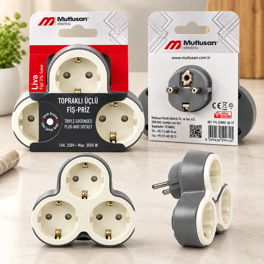 Topraklı Priz Fiş & Golyat ( 16A & 250V) ( MAX3500W)