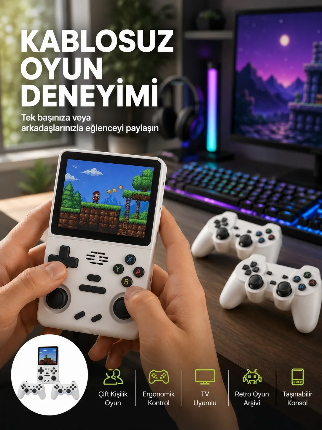 HD Destekli Kablosuz Oyun Konsolu 10.000 Oyun Yeni Nesil