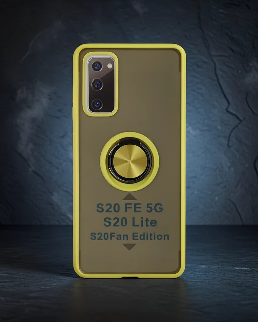 Samsung Galaxy S20 Fe Kılıf Montreal Yüzüklü Silikon Kapak - Sarı