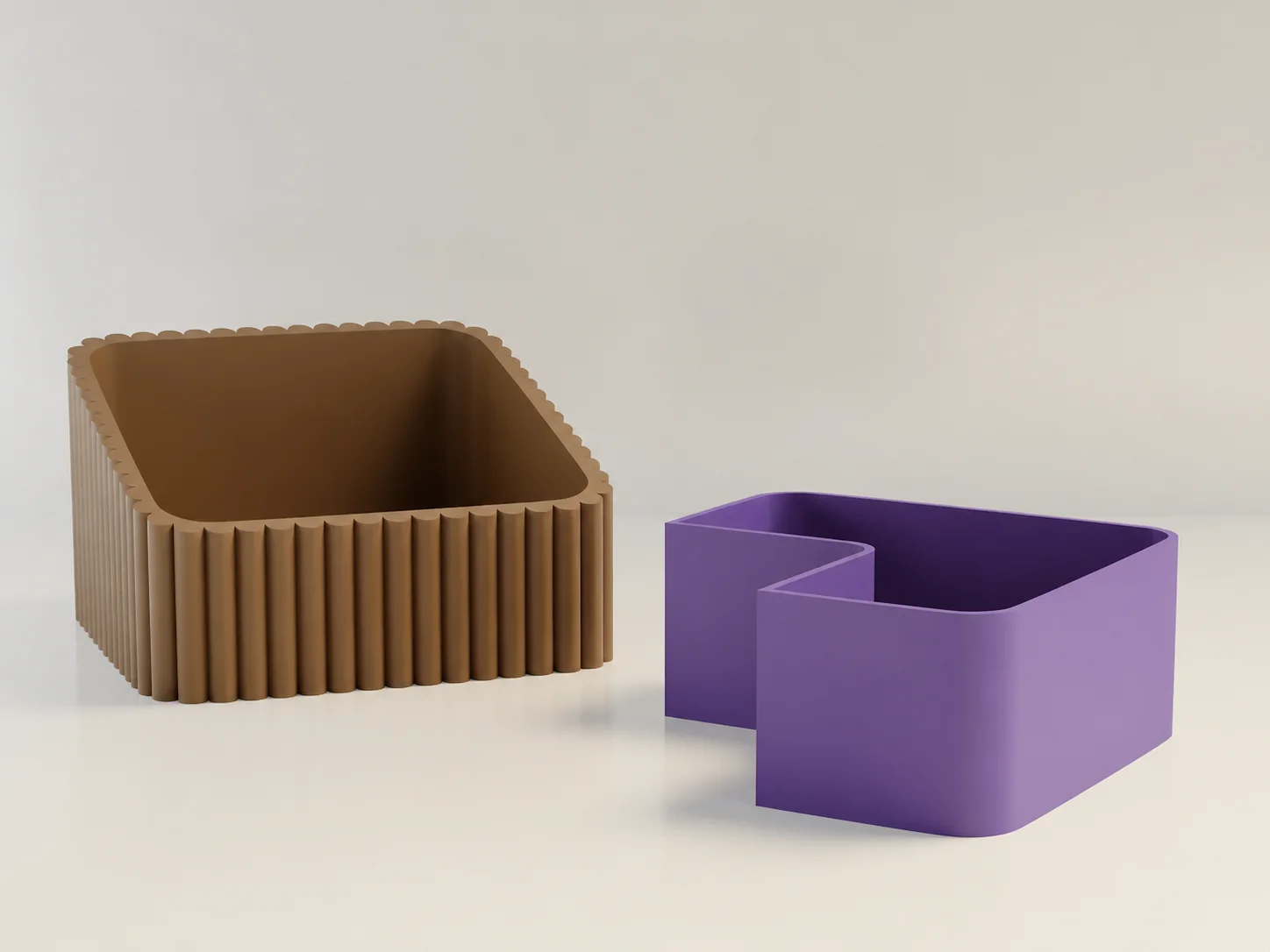 3D Baskı Fıstık Kasesi - Çift Hazneli Kabuk Ayırıcı Sunum Kasesi - Kahverengi Mor görsel 2
