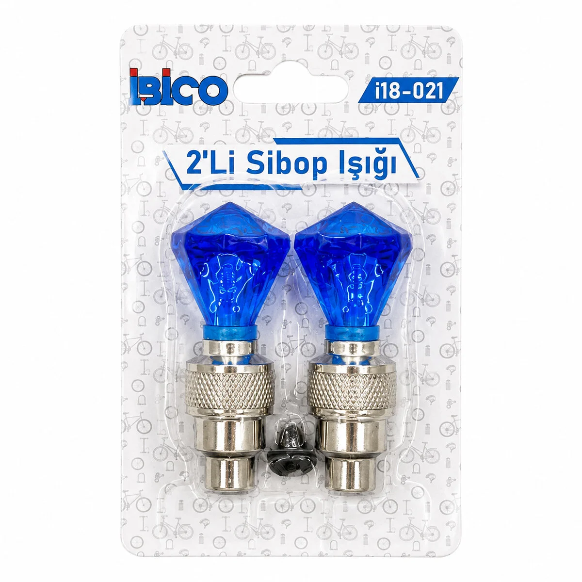 2PCS Mavi Elmas Kesim Prizma Model Sibop Işık Pilli Bisiklet - Motor - Araç Hareket Sensörlü İ18-021