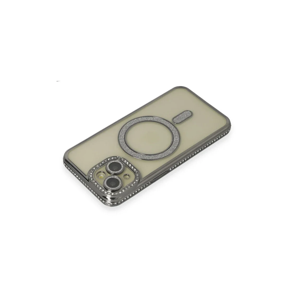Apple iPhone 15 Kılıf Joke Simli Magneticsafe Kılıf - Gri görsel 2
