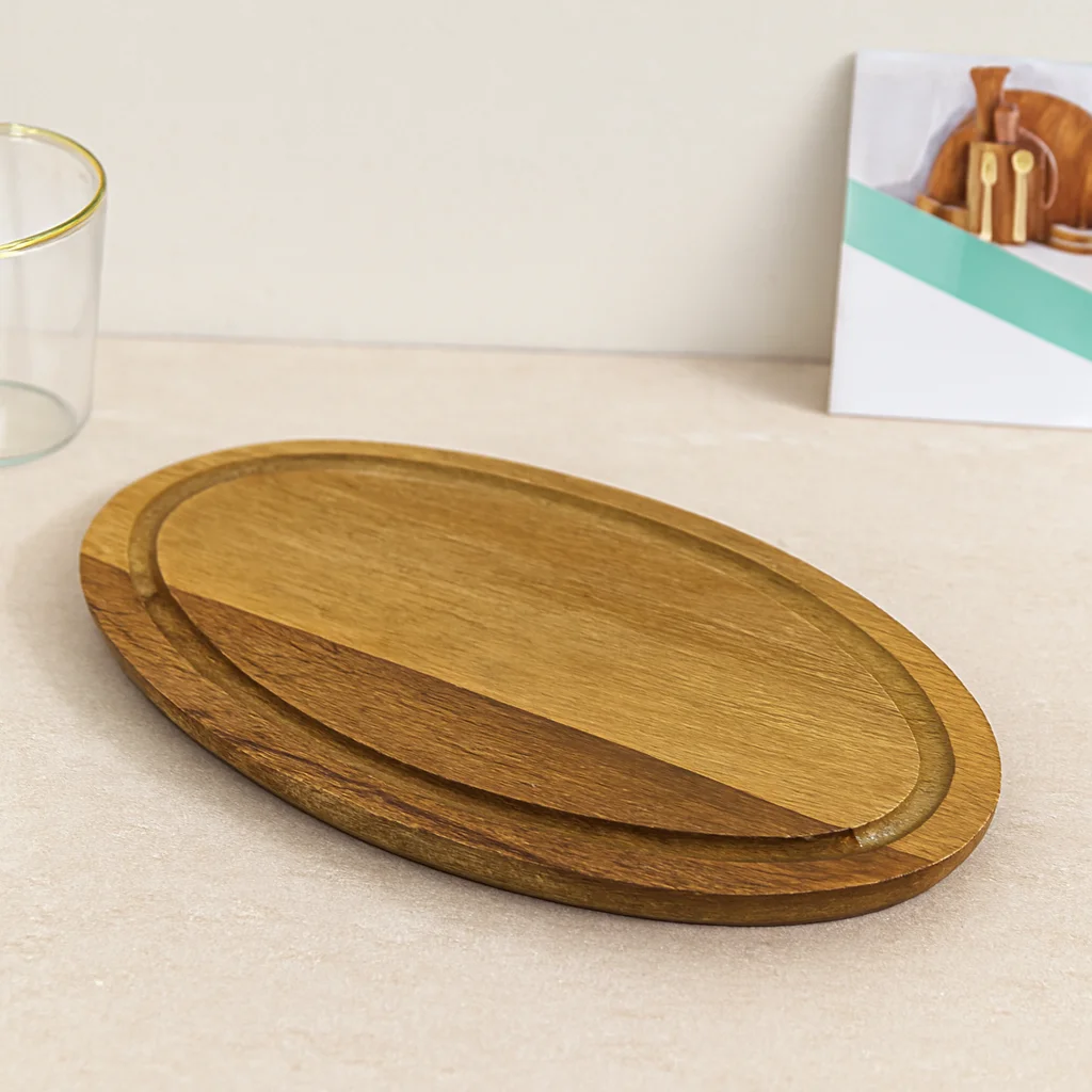 Akasya Oval Ahşap Servis Tepsisi (Kenar Klı) 24.8x13.8x1.4 cm