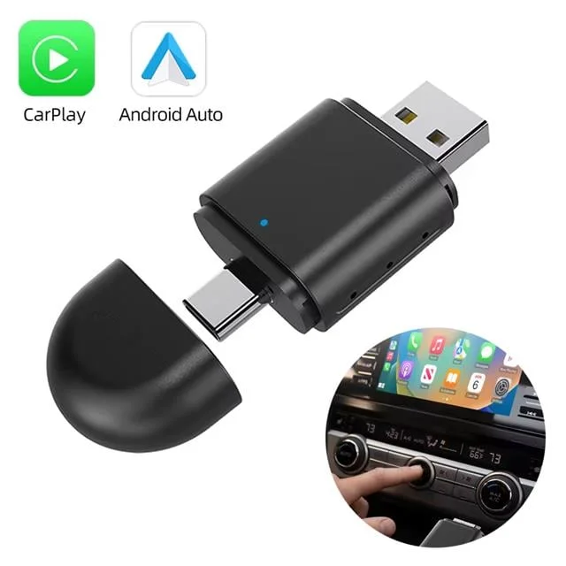 PM-27447 Kablosuz Carplay - Android Auto Çevirici Dönüştürücü Adaptör İki Girişli USB - TYPE-C