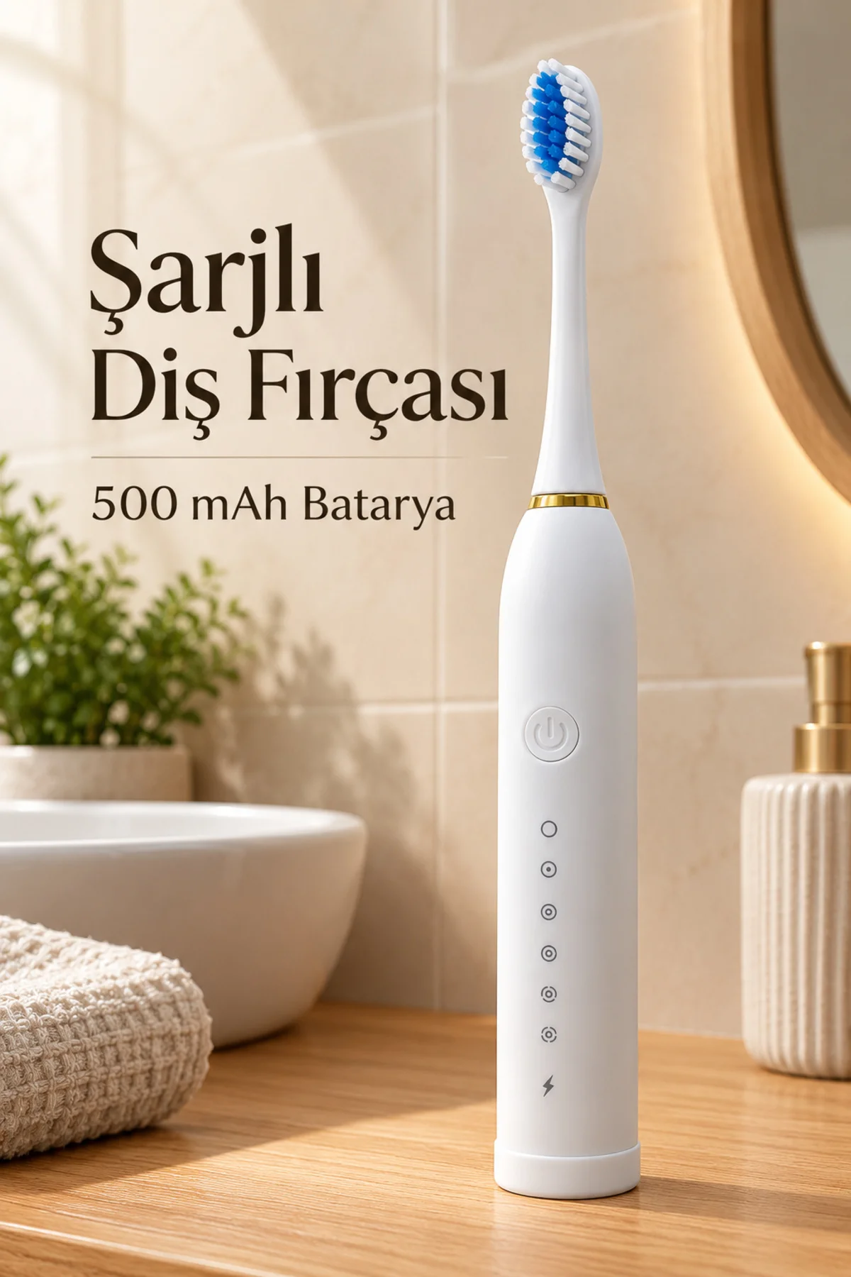 Şarjlı Elektrikli Diş Fırçası Beyaz görsel 6