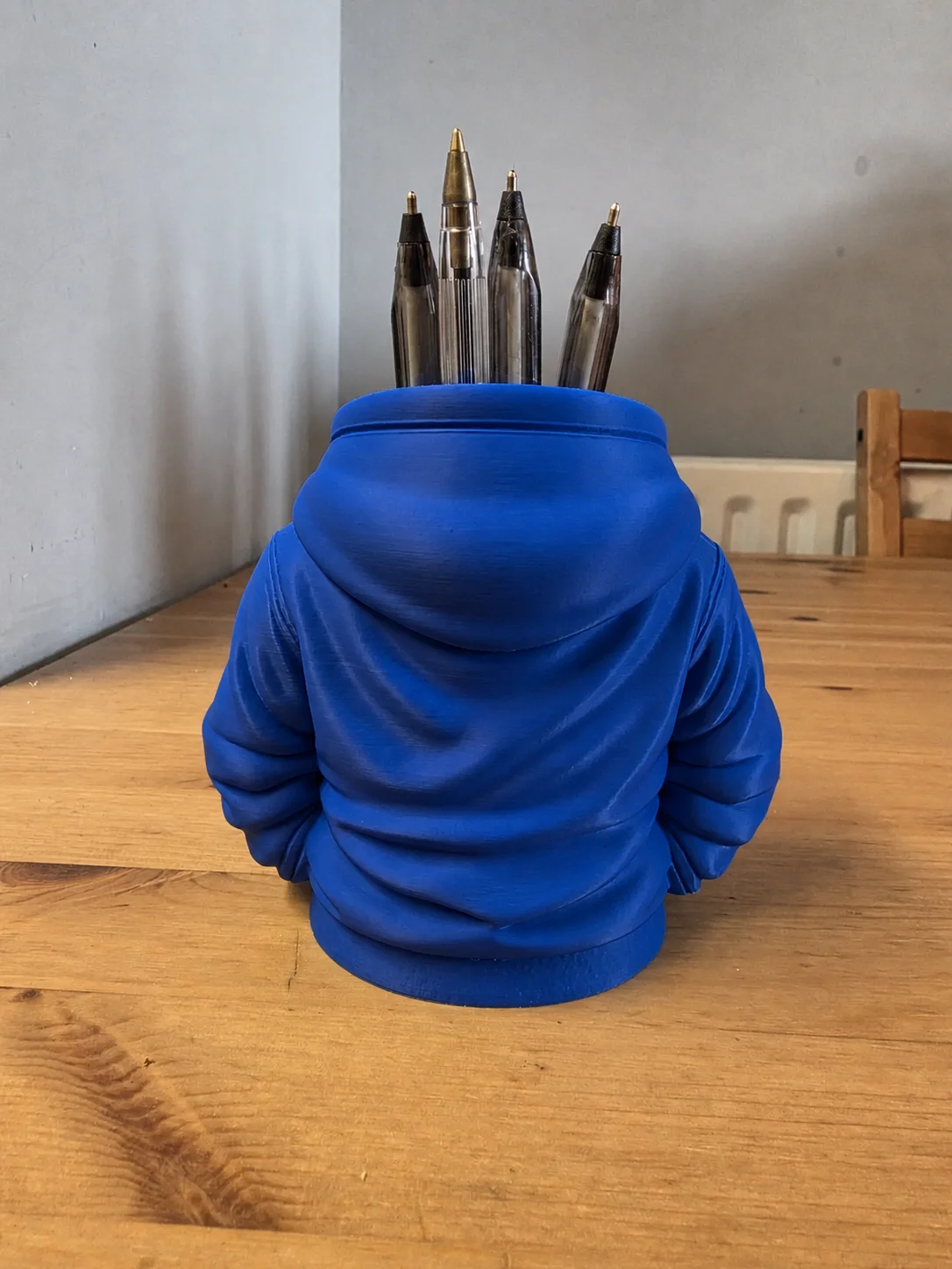 3D Baskı Kapüşonlu Sweatshirt Kalemlik - Masaüstü Organizer-Mavi görsel 2