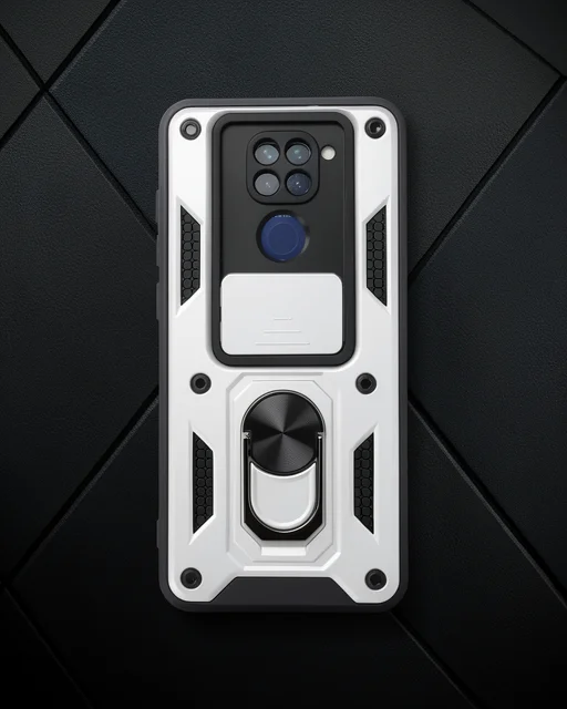 Xiaomi Redmi Note 9 Kılıf Pars Lens Yüzüklü Silikon - Gümüş