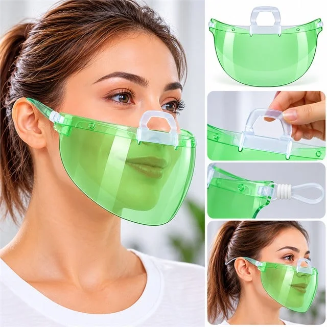 SN-38916 Yemek Servisleri İçin Plastik Şeffaf Maske (10 Adet) görsel 2