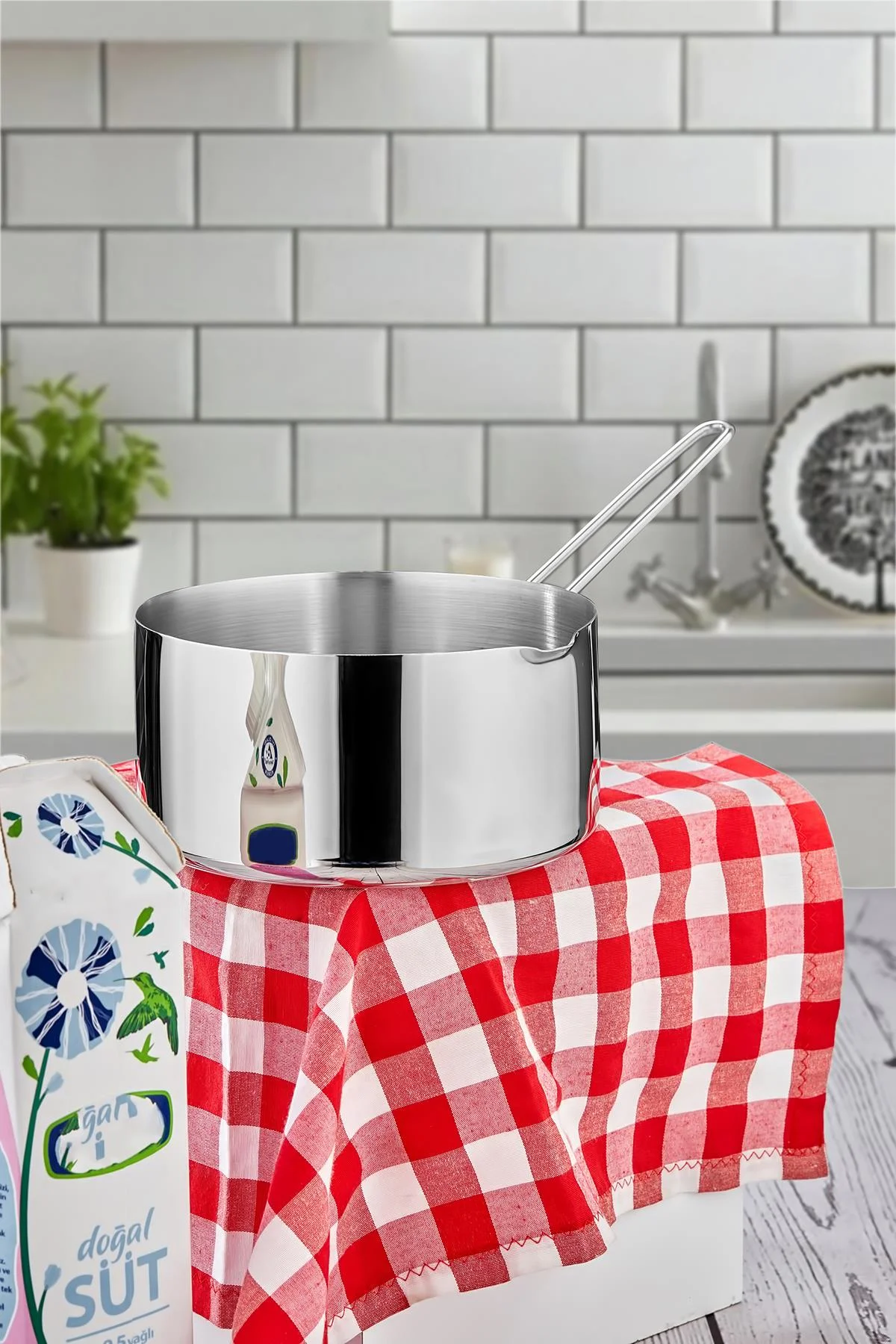 14 Cm Orta Boy Lüx Paslanmaz Çelik Sütlük & Sosluk & Kaçerola görsel 2