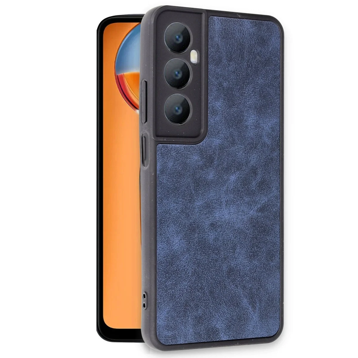 Realme C65 Kılıf Aras Deri Kapak - Lacivert görsel 2