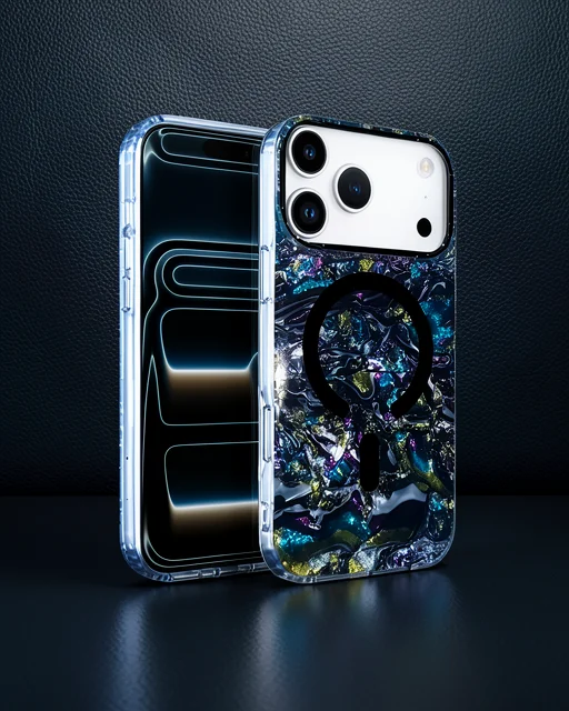 Onegif Apple İphone 17 Pro Mila Dalgalı Magsafe Kapak - Lacivert