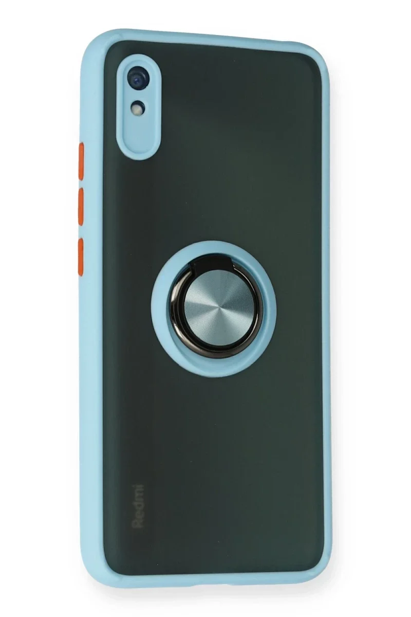 Xiaomi Redmi 9A Kılıf Montreal Yüzüklü Silikon Kapak - Buz Mavi görsel 2
