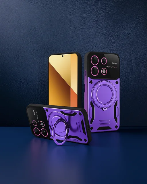 Xiaomi Redmi Note 13 4g Kılıf Joy Lens Standlı Kapak - Mor