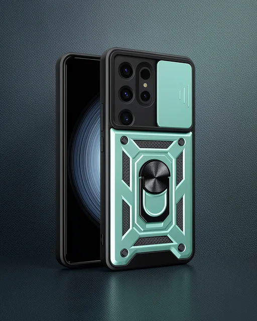 Samsung Galaxy S24 Ultra Kılıf Pars Lens Yüzüklü Silikon - Yeşil