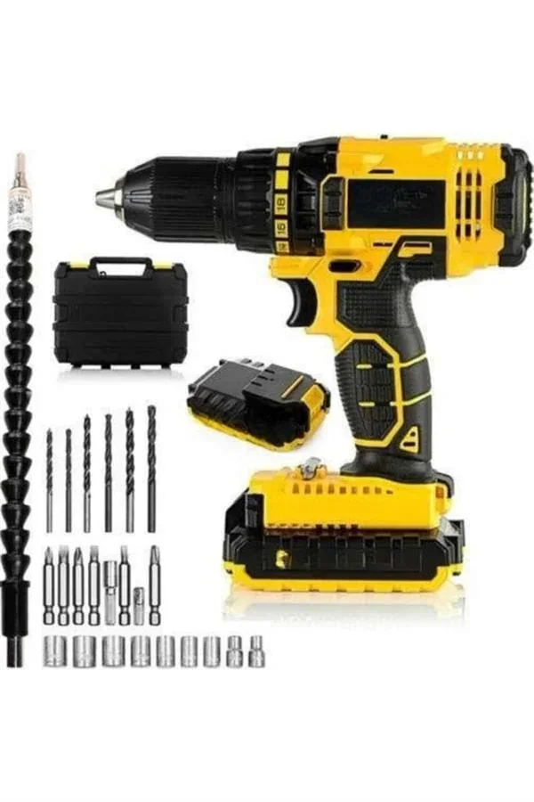 Matkap Seti 24 Parça Çift Bataryalı Darbeli Led Işıklı Vidalama görsel 4