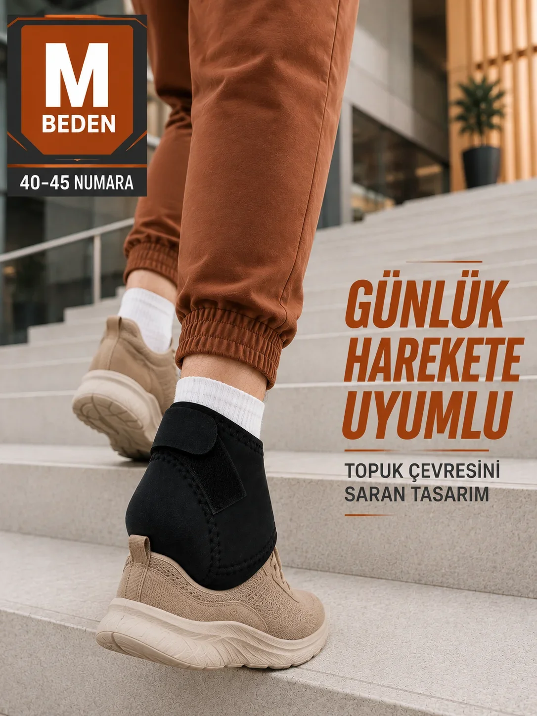 Siyah Topuk Destek Çorabı M Beden 40-45 Ayarlanabilir Cırtlı Rahat Tasarım