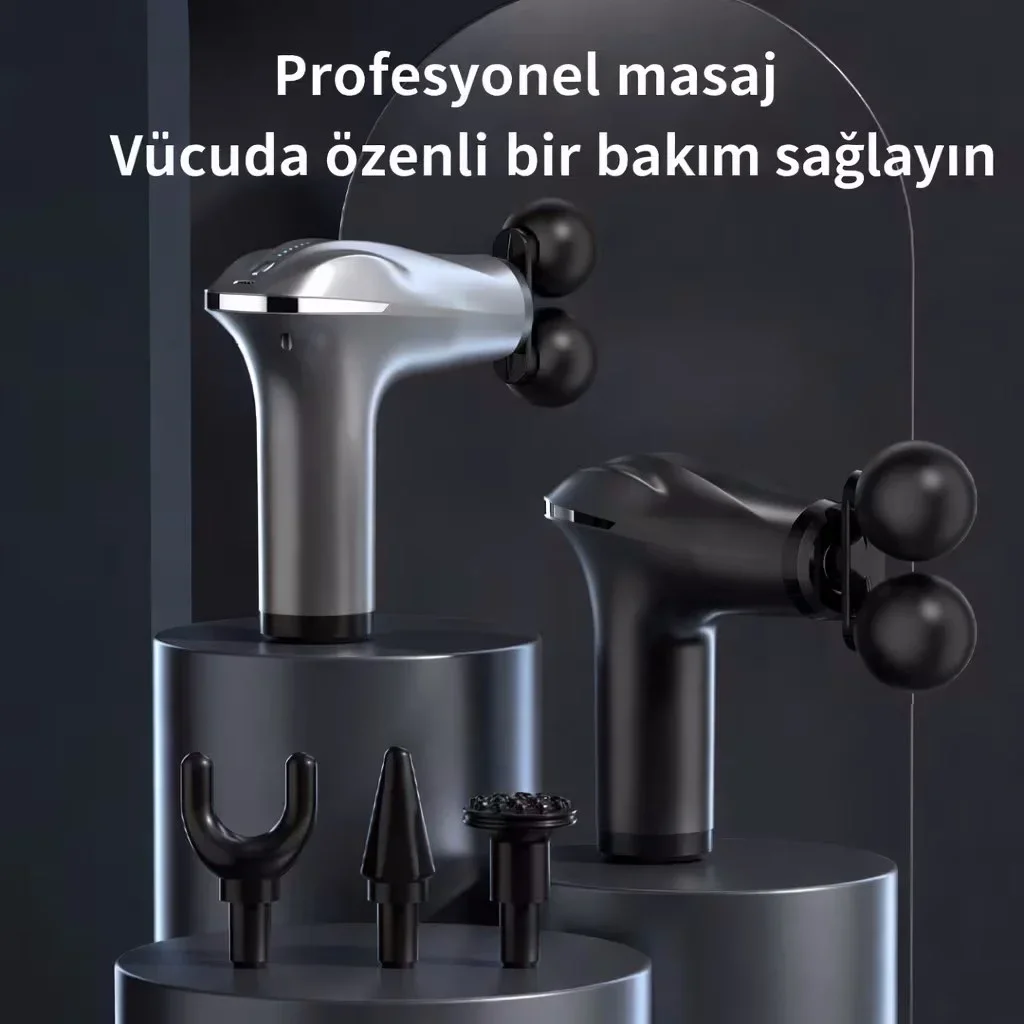 4 Başlıklı Şarjlı Masaj Tabancası Bel Sırt Boyun Bacak Kas Rahatlatıcı görsel 3