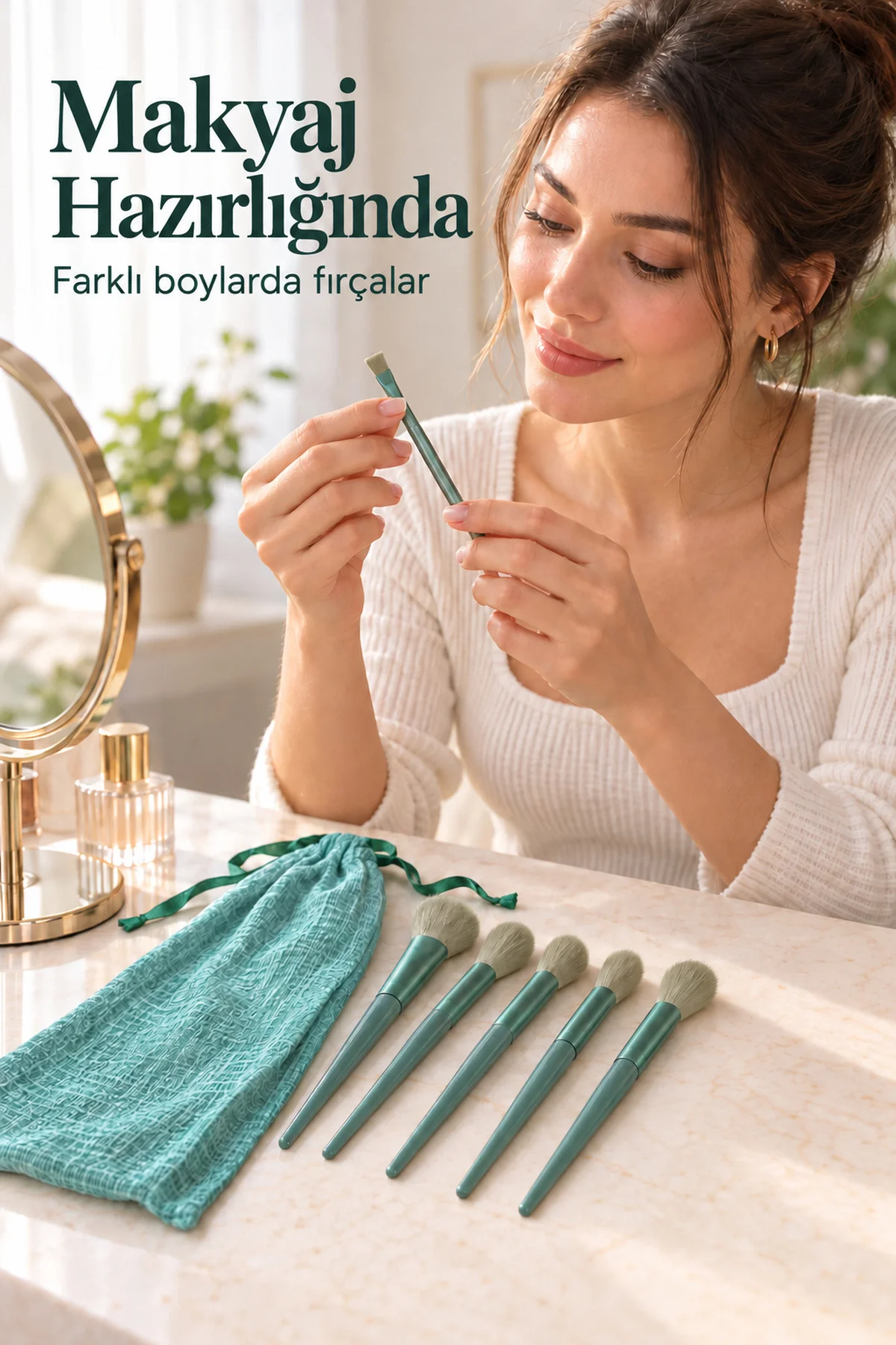 Profesyonel Kullanıma Uygun 13 Parça Makyaj Fırçası Takımı Fiber Kıllı görsel 6