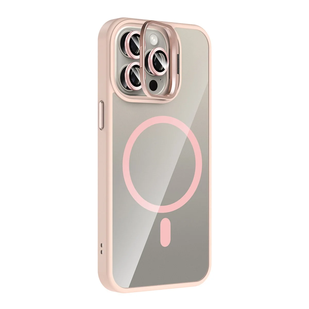 Joko Apple İphone 15 Pro Max Rem Lensli Magsafe Standlı Kapak - Pembe görsel 2