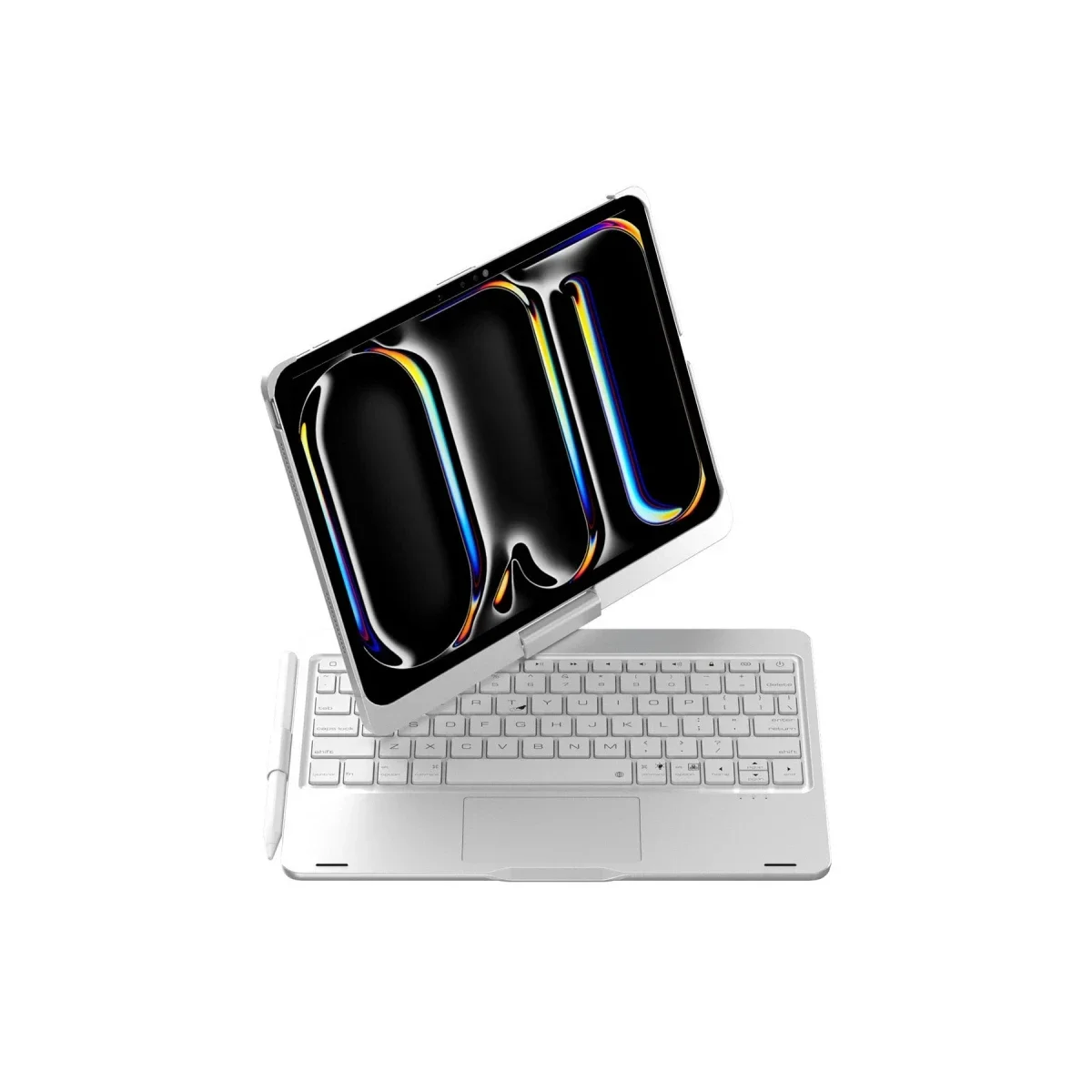 Apple iPad Pro 11 (2024) F11 ATS Kılıf Magic Dönen Klavyeli Tablet Kılıf - Gümüş görsel 5