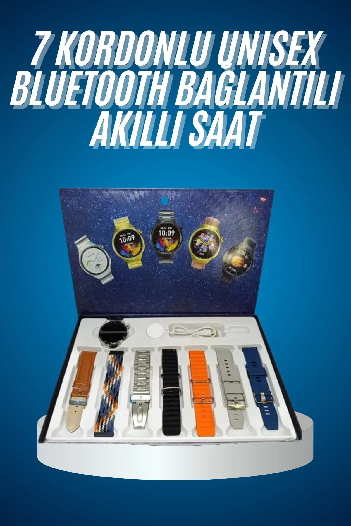 Unı Yuvarlak Ekranlı 7 Kordonlu Akıllı Saat GPS Destekli Çoklu Kordon Seçeneği