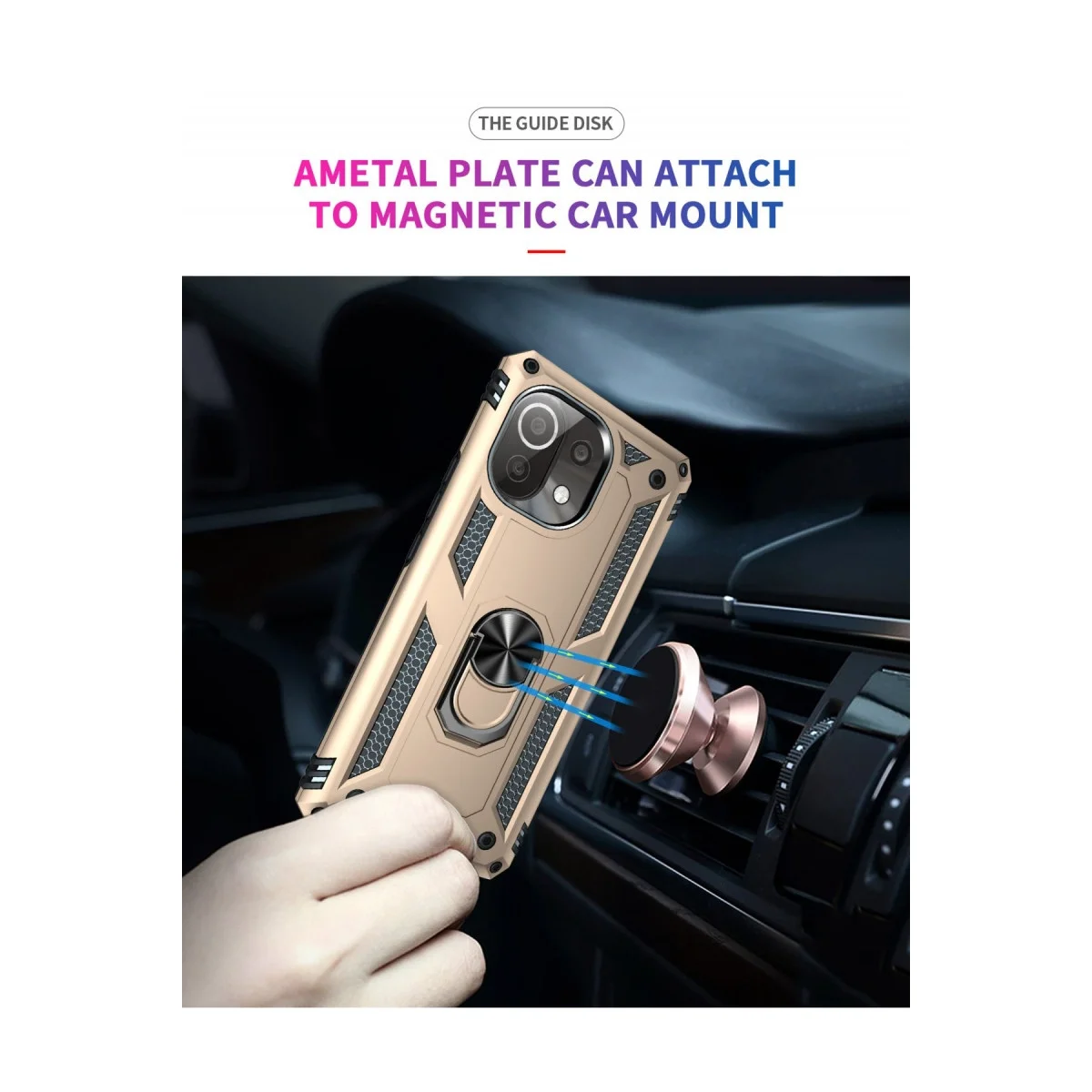 Xiaomi Mi 11 Lite Kılıf Sofya Yüzüklü Silikon Kapak - Gold görsel 7