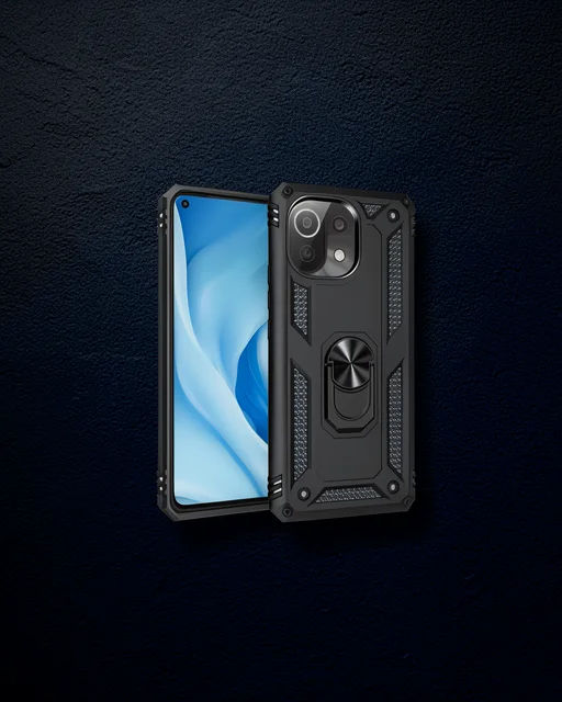 Xiaomi Mi 11 Lite Kılıf Sofya Yüzüklü Silikon Kapak - Siyah