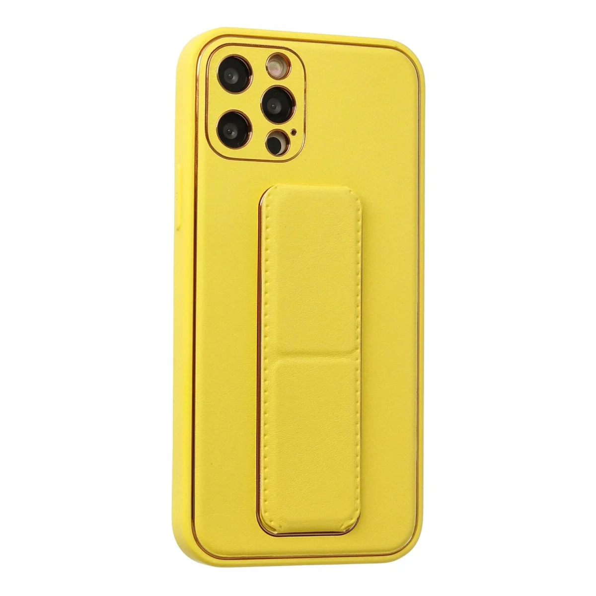 Apple İphone 12 Pro Kılıf Coco Deri Standlı Kapak - Sarı görsel 2