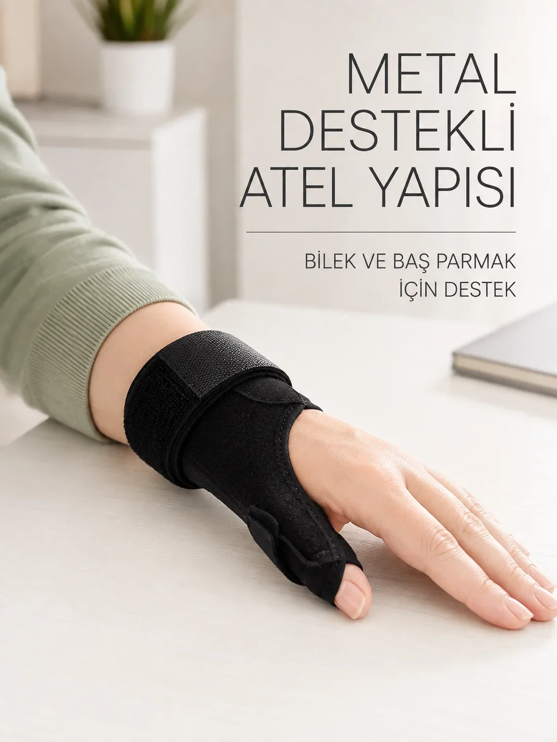De Quervain El Bilekliği Başparmak ve Bilek Destekli Metal Atel