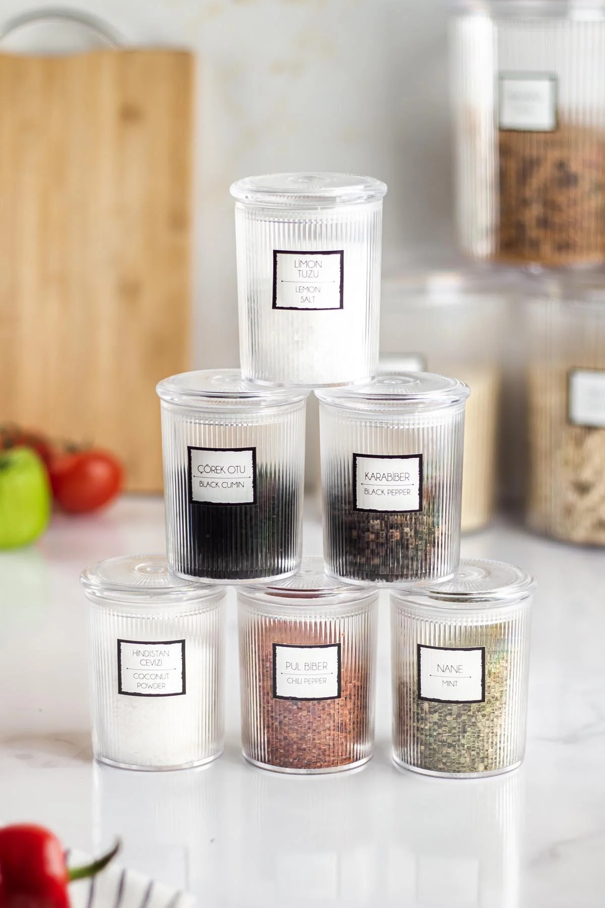 6'lı Barok Yuvarlak Baharat Kavanoz Seti & Saklama Kabı & Erzak Kabı (6*250 ML) görsel 2