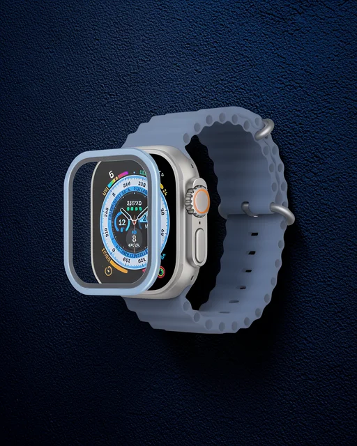 Apple Watch Ultra 49mm Alüminyum Kasa Cam Ekran Koruyucu - Mavi