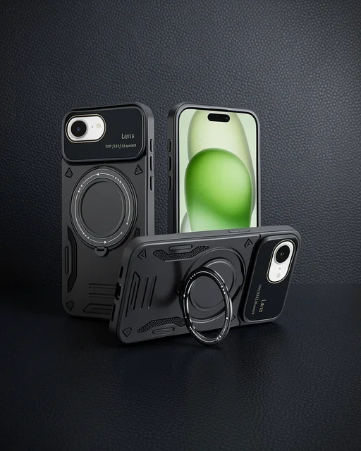 Apple İphone 16e Kılıf Joy Lens Standlı Kapak - Siyah