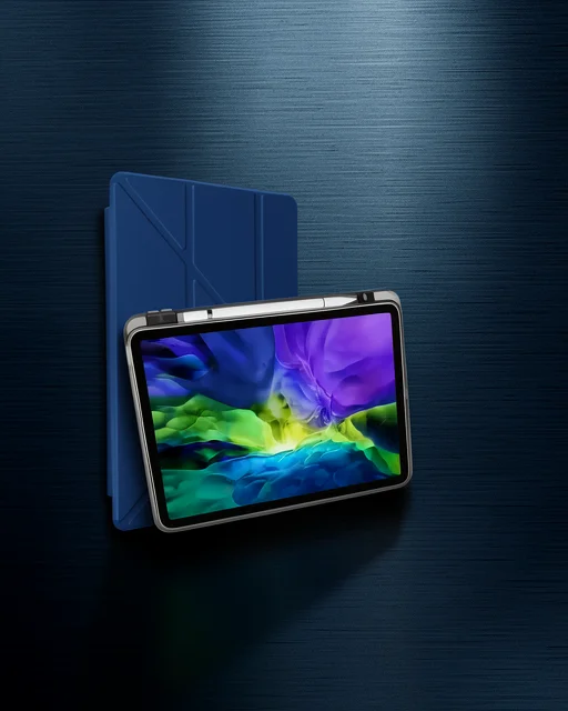 Apple İpad Pro 11 (2021) Kılıf Kalemlikli Hugo Tablet Kılıfı - Lacivert