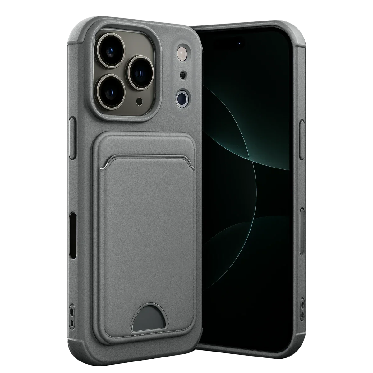 Apple iPhone 17 Pro Max Kelvin Kartvizitli Silikon - Gri