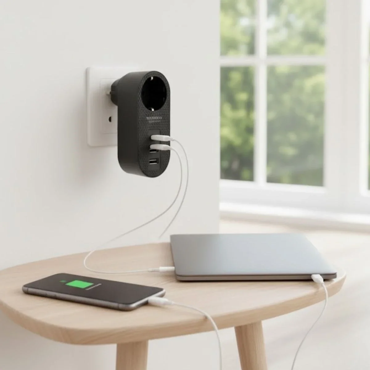 2 USB,1 TYPE-C Girişli 1'li Çocuk Korumalı,Isıya Karşı Dayanıklı 2500Watt Termal Akım Korumalı Priz görsel 2