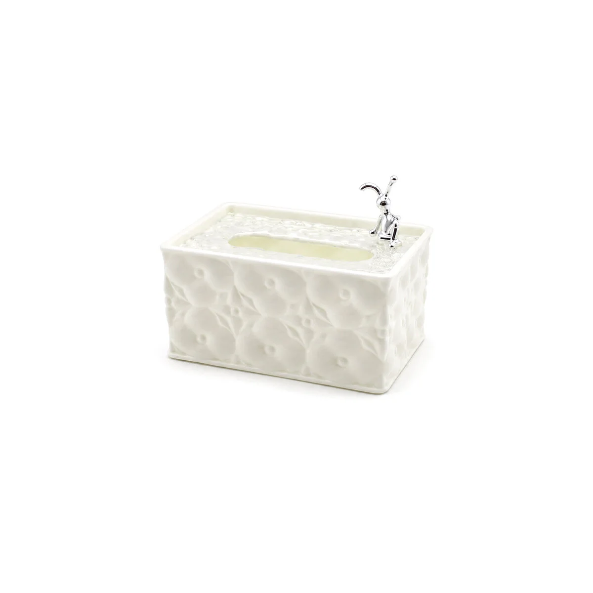 18.4X12.5X9CM Beyaz Yaylı Masaüstü Dekoratif Dikdörtgen Peçetelik görsel 2