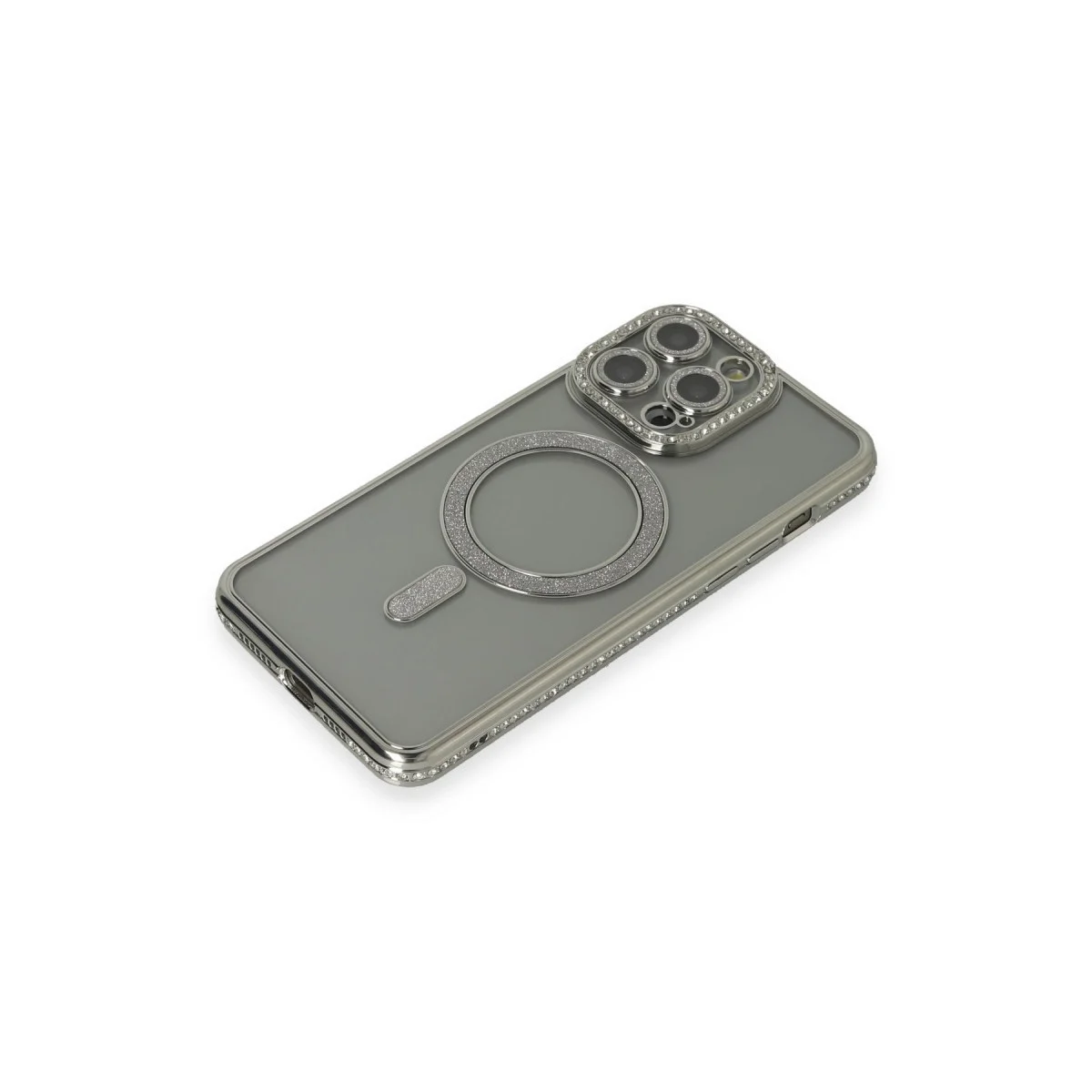 Apple İphone 15 Pro Kılıf Joke Simli Magneticsafe Kılıf - Gri görsel 3