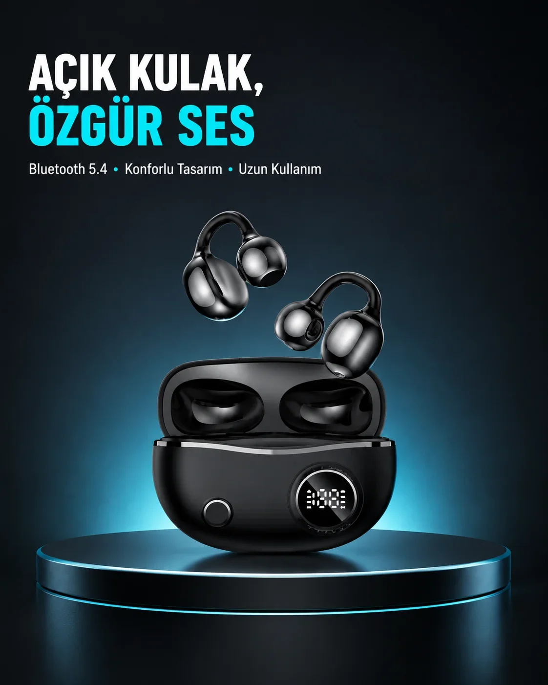Açık Kulak Bluetooth Kulaklık 5.4 APTX Destekli Ergonok Tasarım