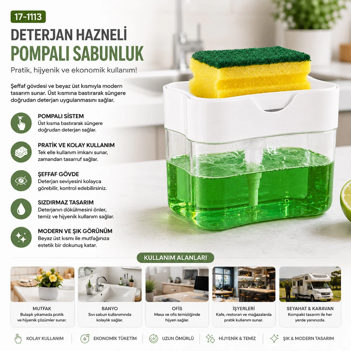 Sünger Hediyeli Deterjan Hazneli Pompalı Süngermatik görsel 2