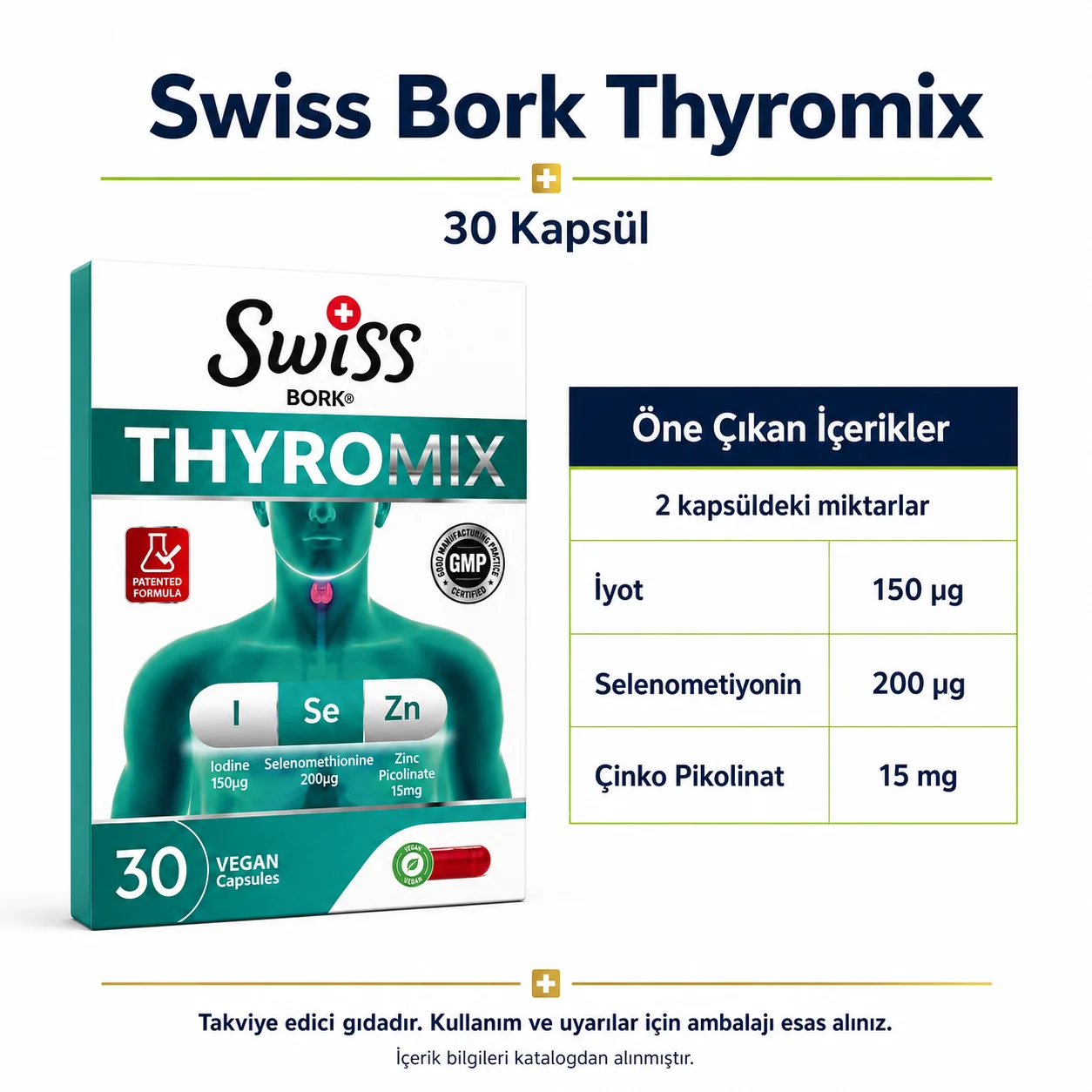 Swiss Bork Thyromix İyot Selenyum ve Çinko 30 Kapsül