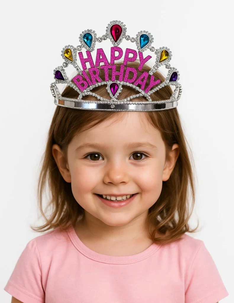 Gümüş Renk Happy Birthday Yazılı Doğum Günü Tacı 60 cm görsel 2