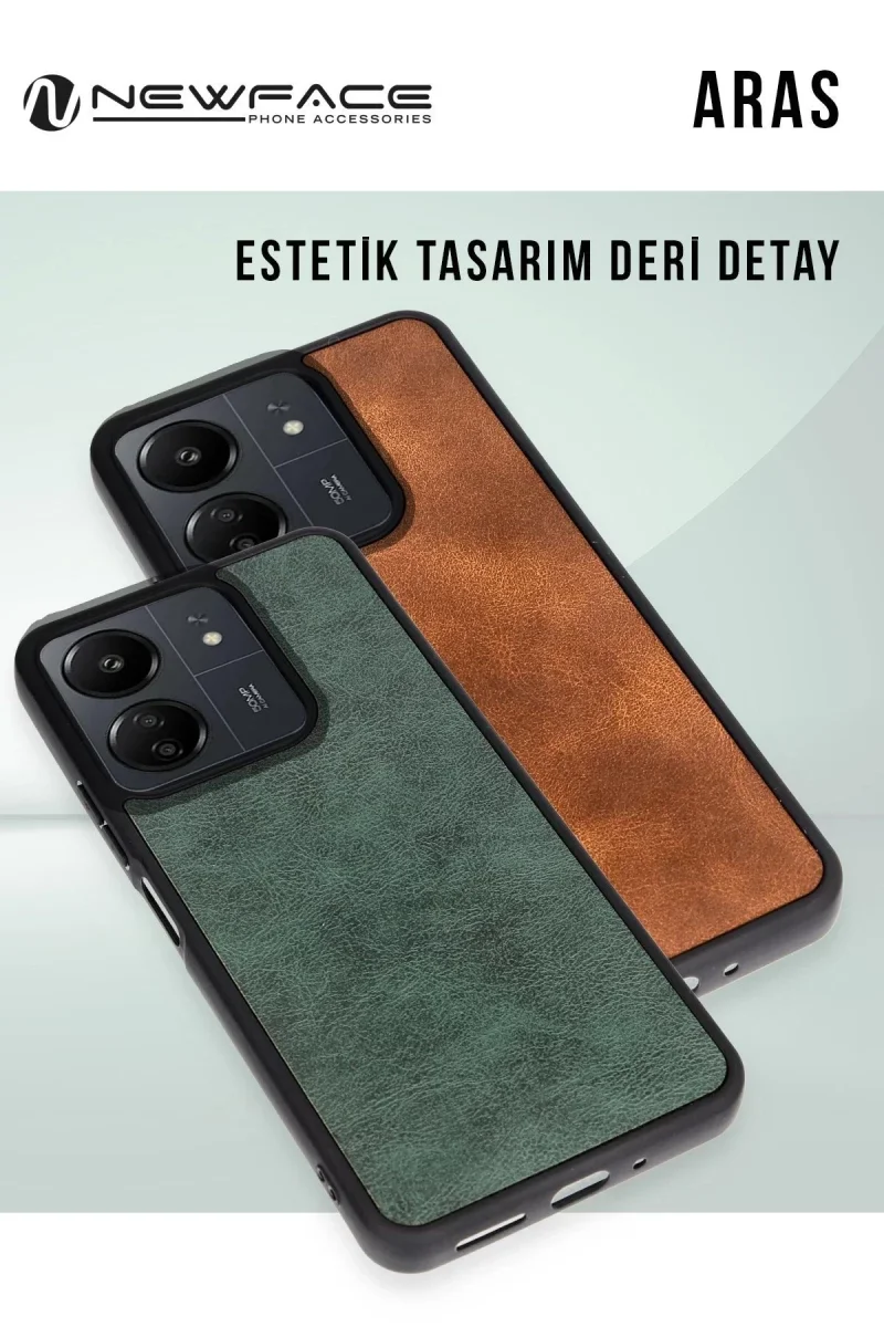 Oppo A38 Kılıf Aras Deri Kapak - Taba görsel 3
