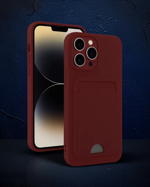 Apple İphone 15 Pro Max Kılıf Kelvin Kartvizitli Silikon - Bordo