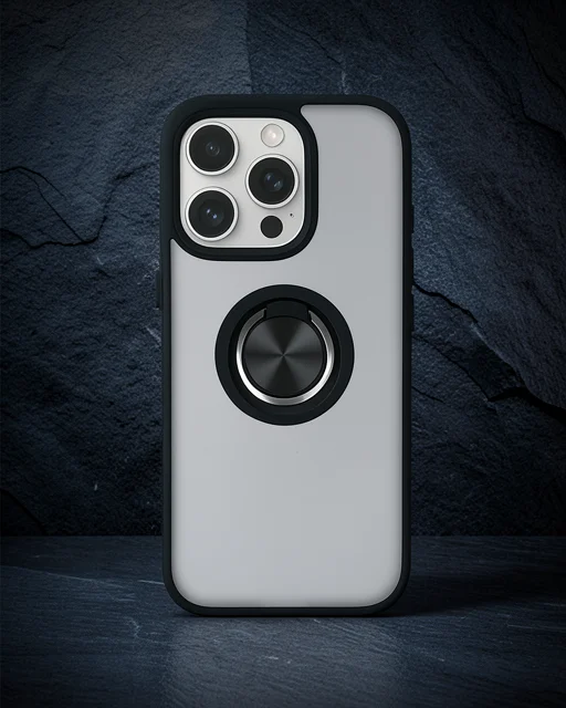 Apple İphone 16 Pro Max Kılıf Montreal Yüzüklü Silikon Kapak - Siyah