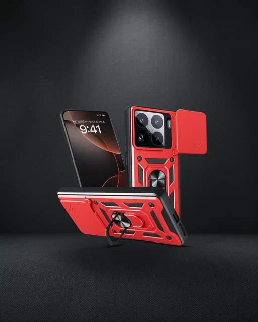 Xiaomi Mi 15 Pro Kılıf Pars Lens Yüzüklü Silikon - Kırmızı
