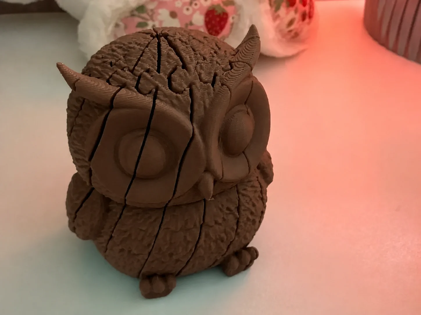 3D Baskı Hareketli Baykuş Figürü - Eklemli Flexi Oyuncak - Kahverengi